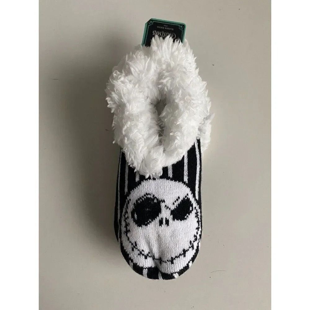 Nightmare Before Christmas Sherpa‎ Slipper Socks Jack Skellington Sz 4-10 NEW